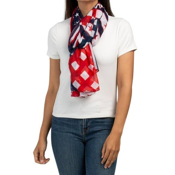 New! CEJON Oversize Convertible Stars and Stripe Cover-Up Wrap Shawl Scarf - Picture 1 of 11